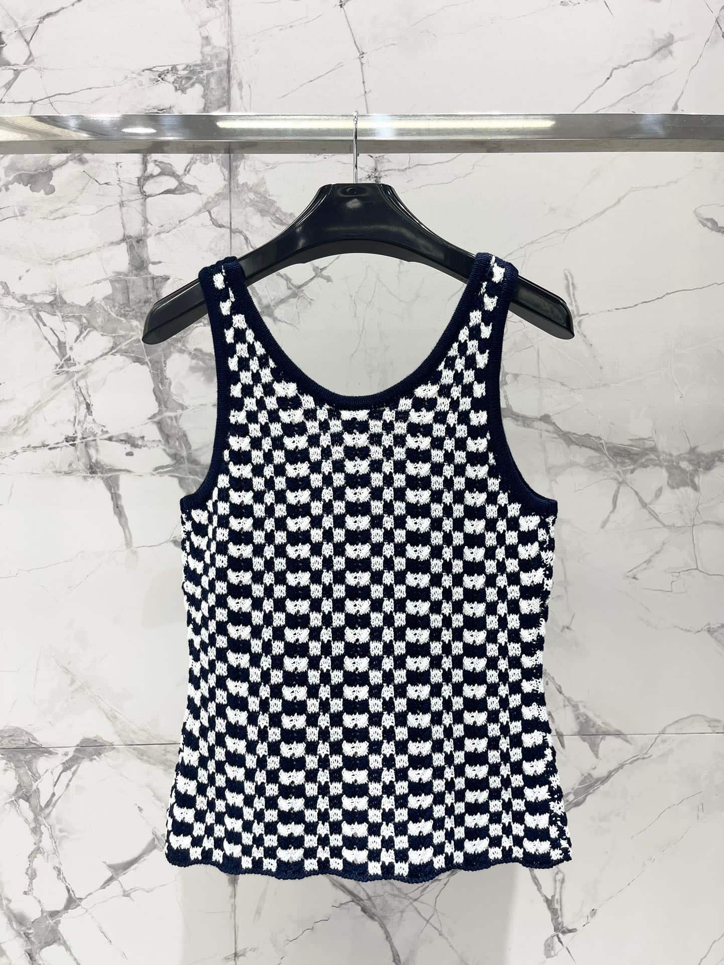 Celine: Top sans manches, broderie, imprimé, coton