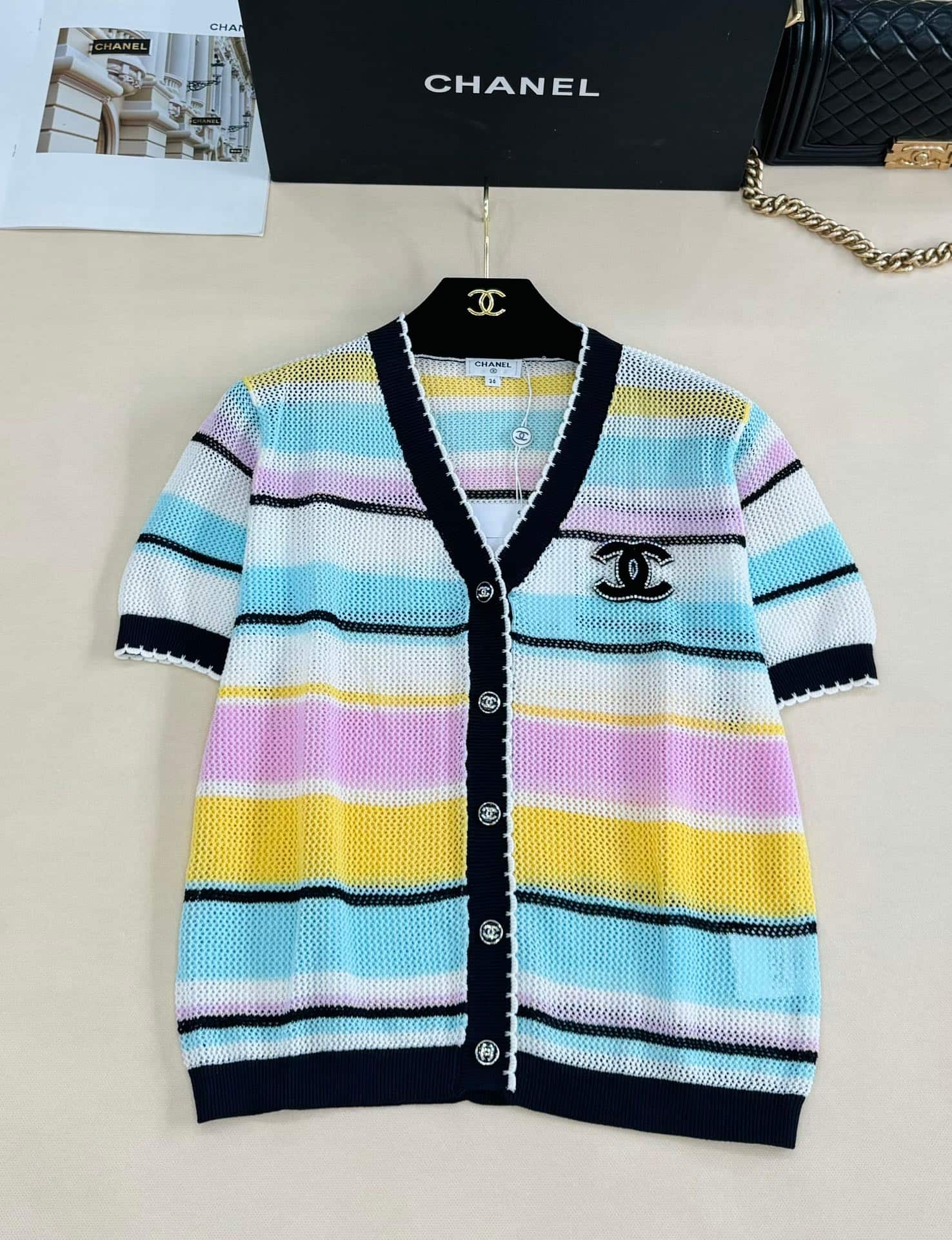 Chanel: 夹克, 多彩配色, 条纹, 撞色拼接