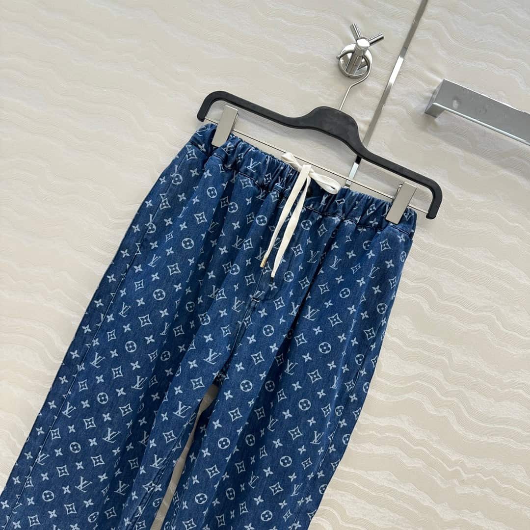 Louis Vuitton: 半身裙, 字母印花, 金属配件, 棉质, 牛仔布