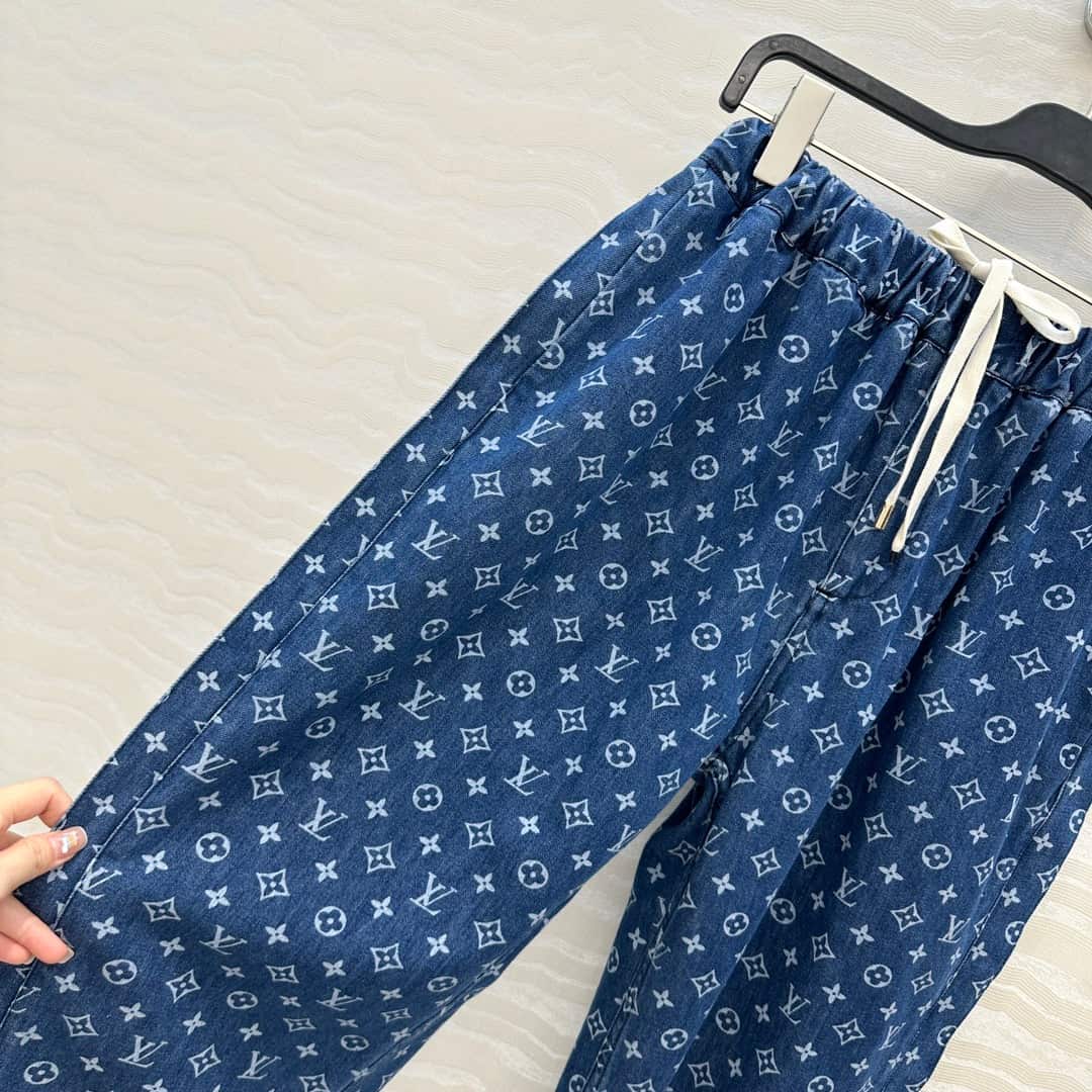 Louis Vuitton: 半身裙, 字母印花, 金属配件, 棉质, 牛仔布