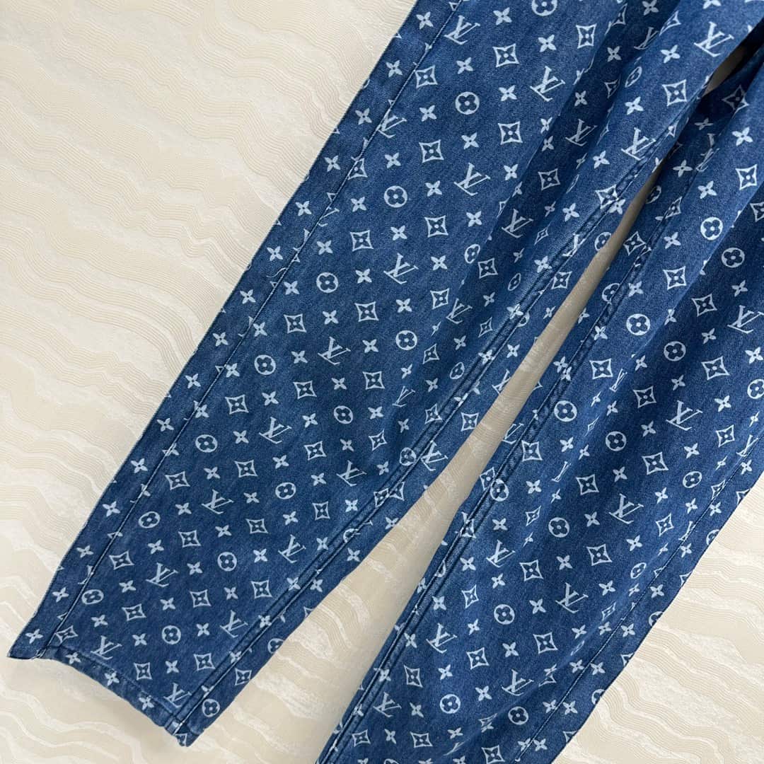 Louis Vuitton: 半身裙, 字母印花, 金属配件, 棉质, 牛仔布