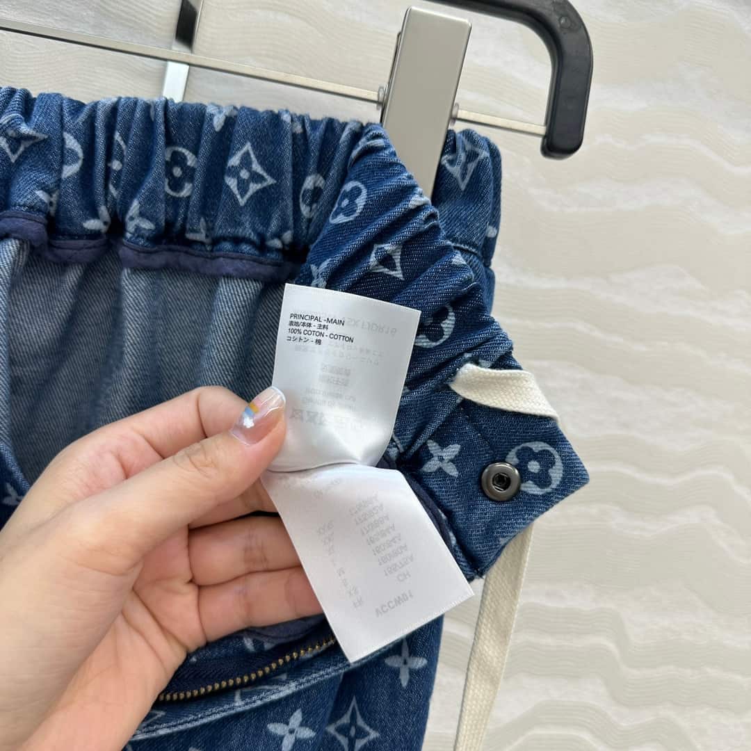 Louis Vuitton: 半身裙, 字母印花, 金属配件, 棉质, 牛仔布