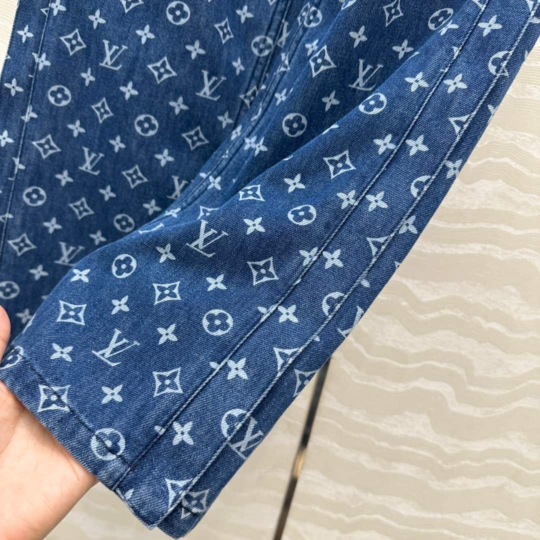 Louis Vuitton: 半身裙, 字母印花, 金属配件, 棉质, 牛仔布