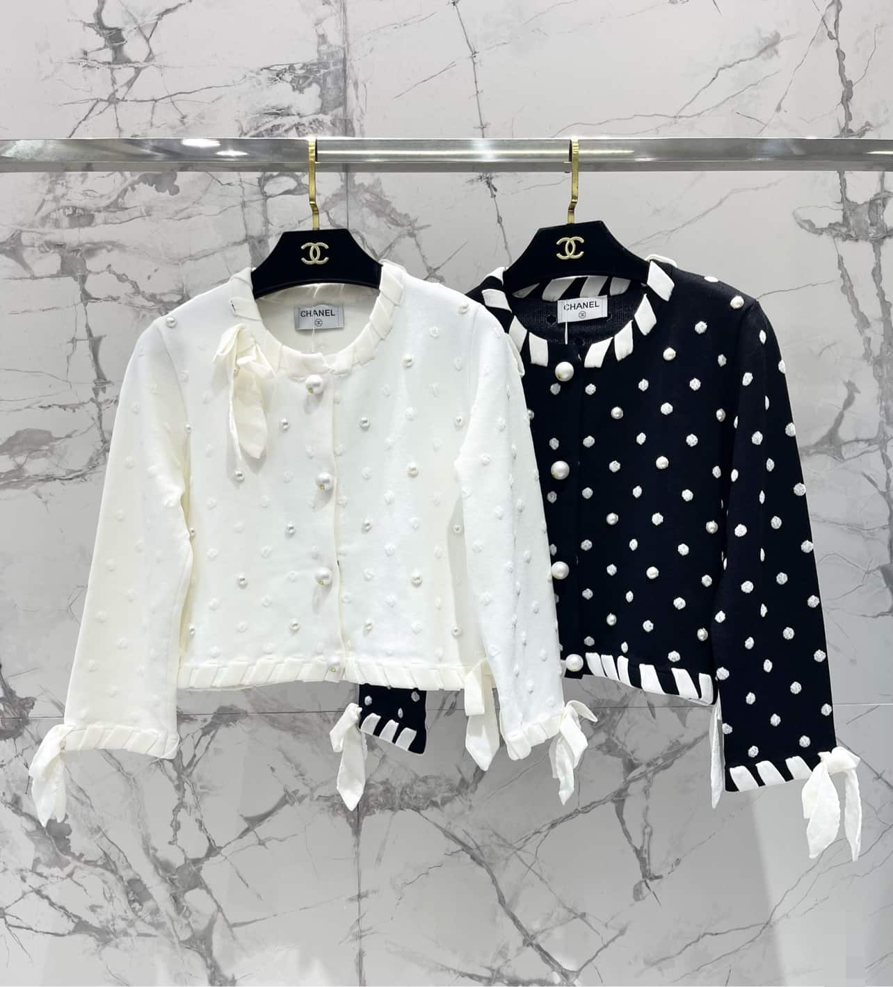 Chanel: 夹克, 黑色, 白色