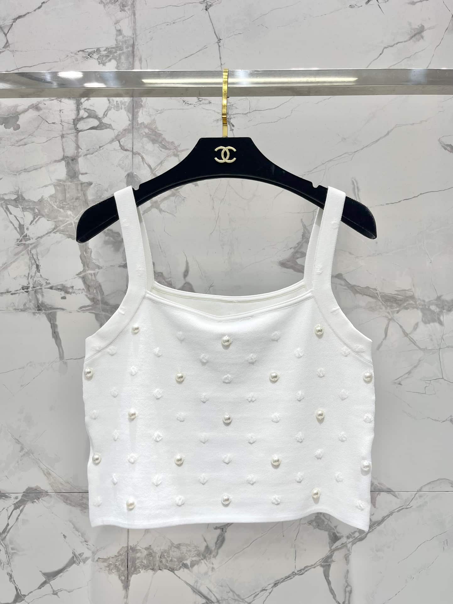 Chanel: 夹克, 黑色, 白色, 印花, 珍珠装饰