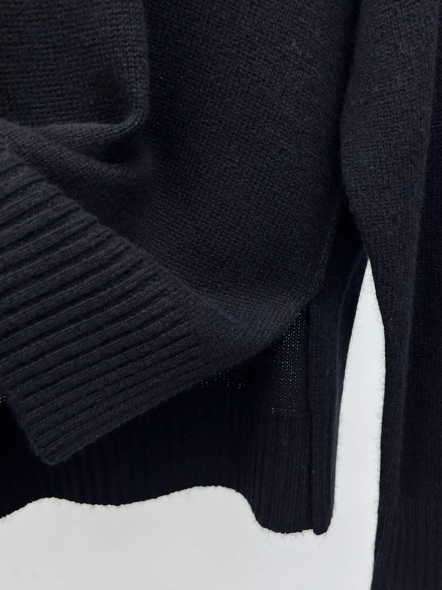 Dior: Sweater, beige, black, embroidery, ribbed knit, cashmere