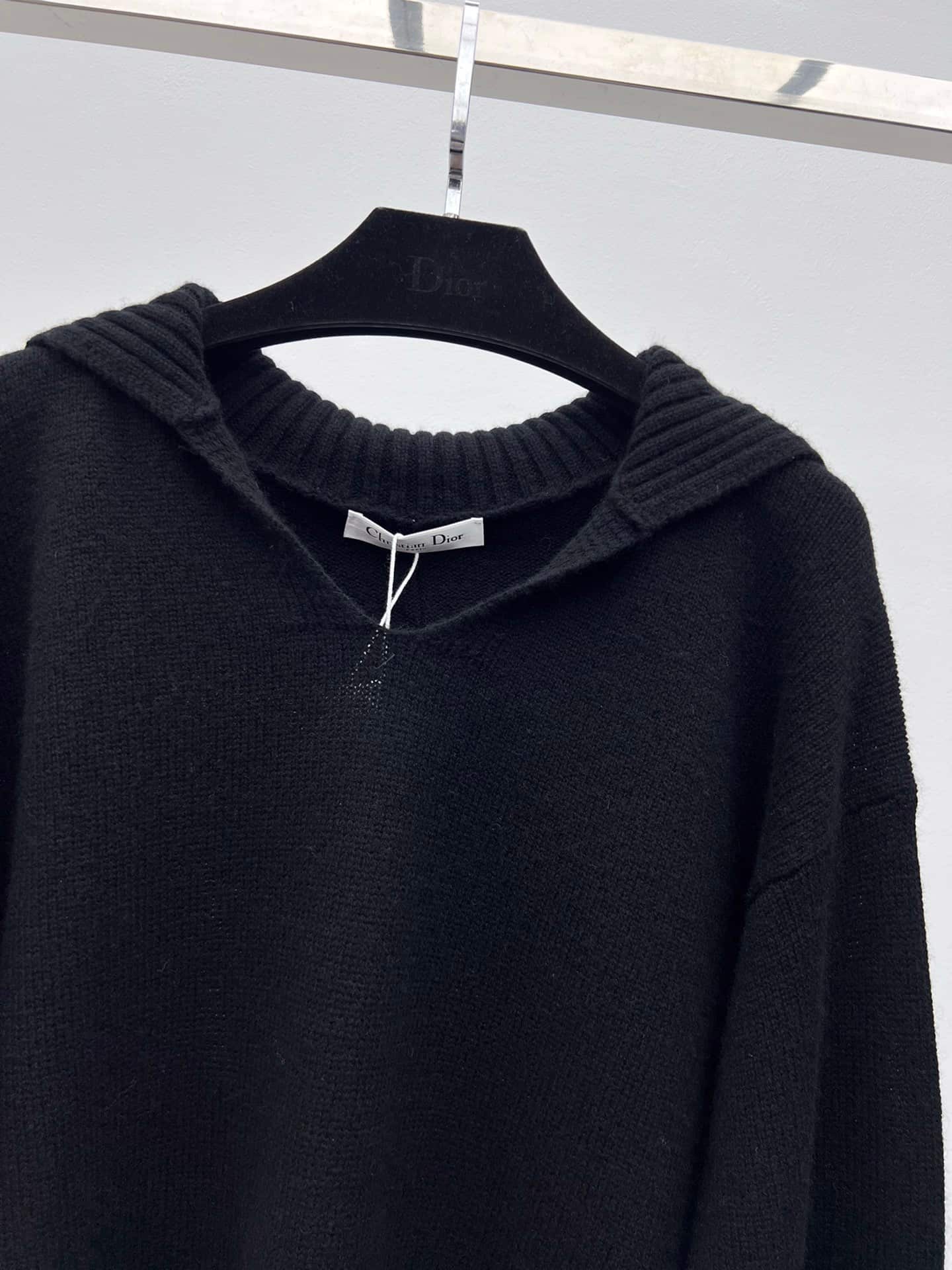 Dior: Sweater, beige, black, embroidery, ribbed knit, cashmere