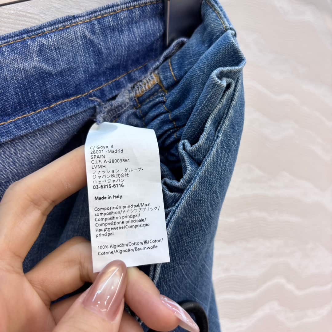 Loewe: 半身裙, 刺绣, 标志, 抽绳, 牛仔布