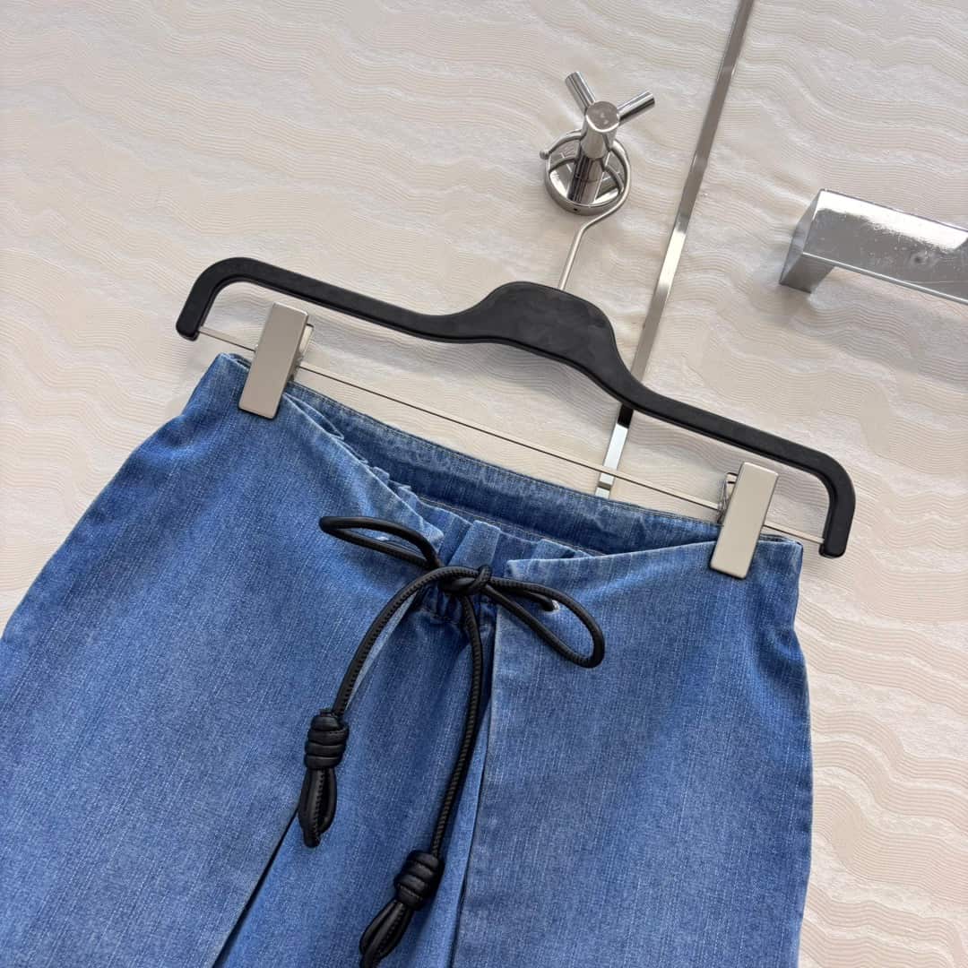 Loewe: 半身裙, 刺绣, 标志, 抽绳, 牛仔布