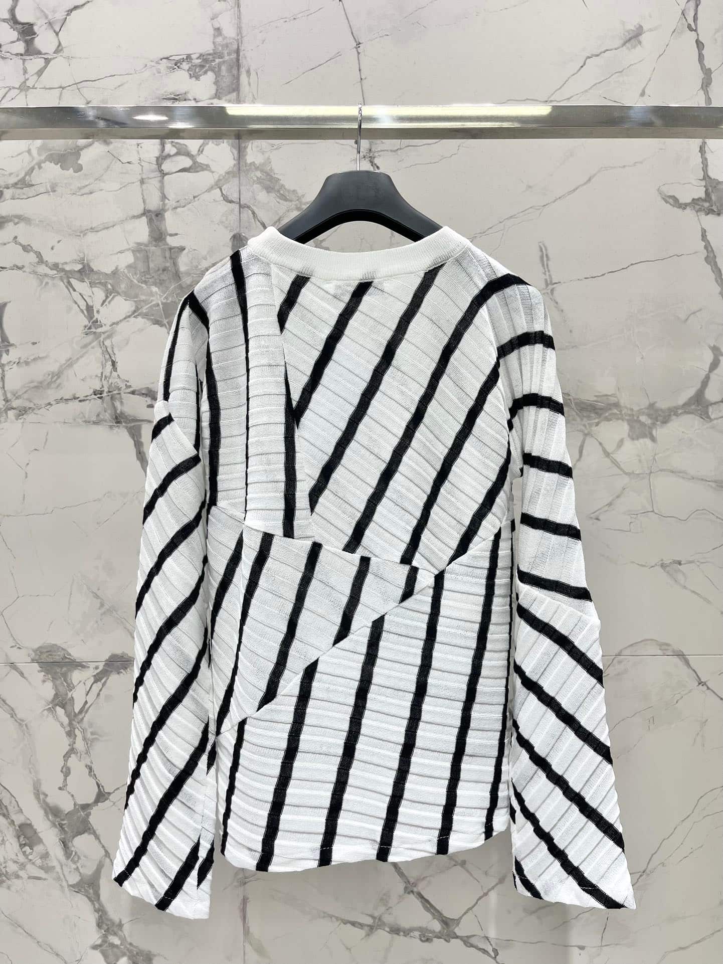Dior: Long-sleeve top, embroidery, stripes, contrast panels