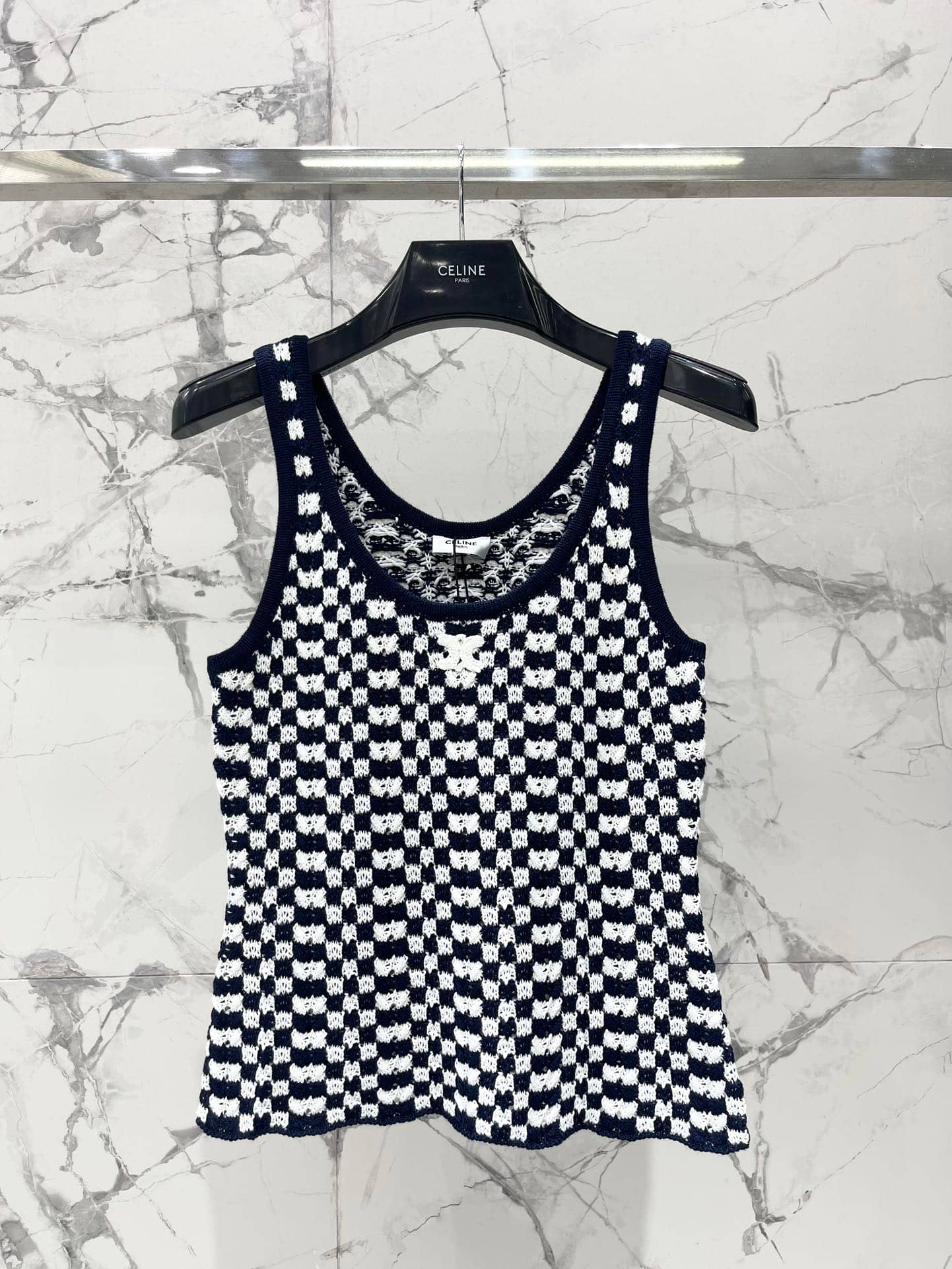 Celine: Sleeveless top, embroidery, print, cotton
