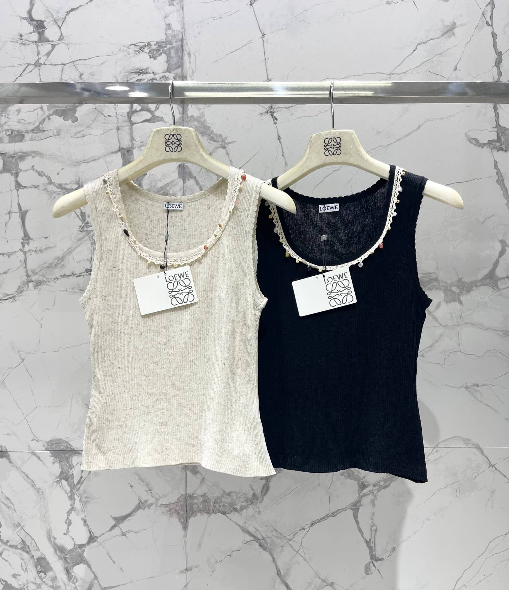 Loewe: Sleeveless top, contrast panels, denim