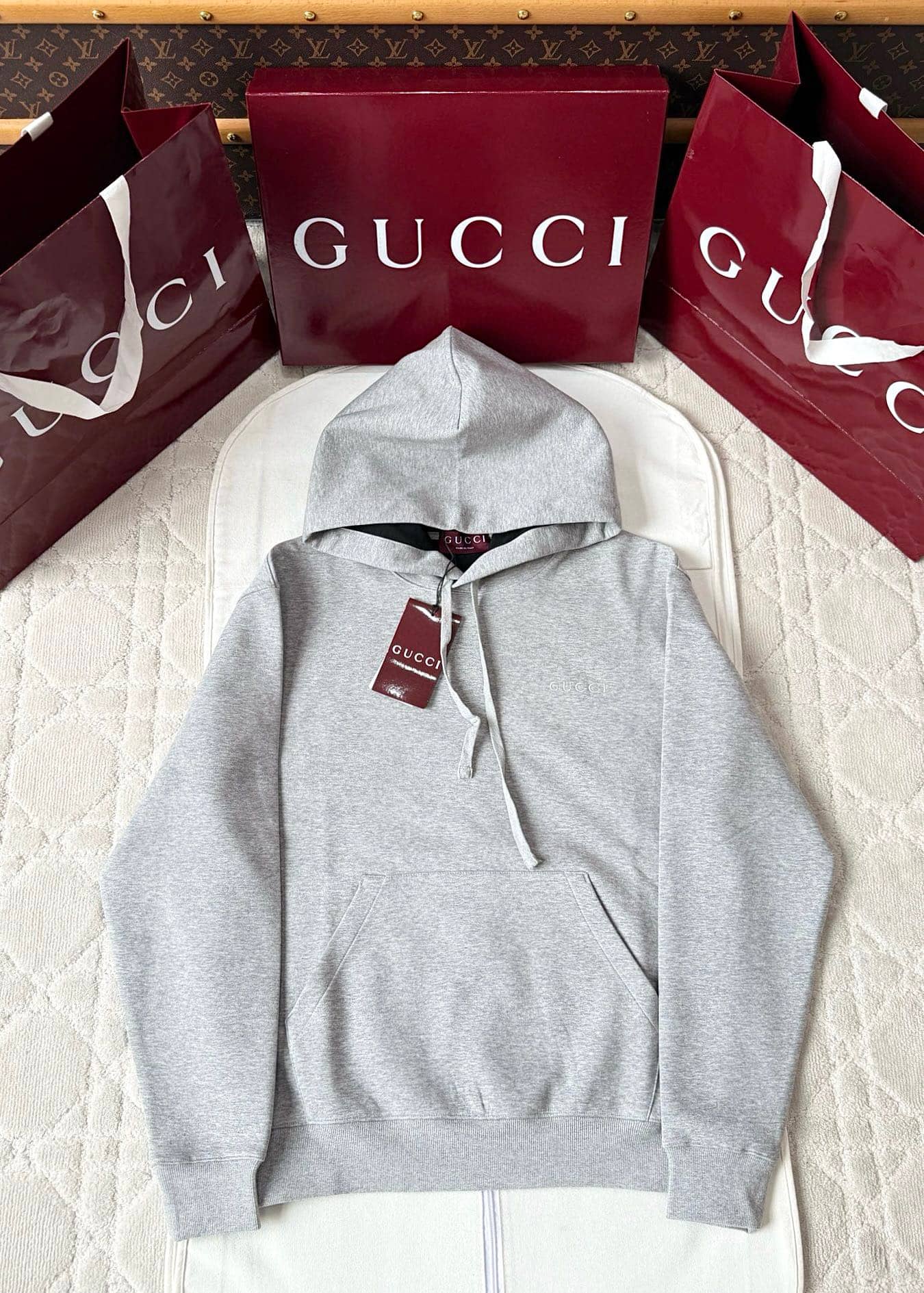 Gucci: Sweat à capuche, broderie, logo, capuche, coton, automne/hiver 2025