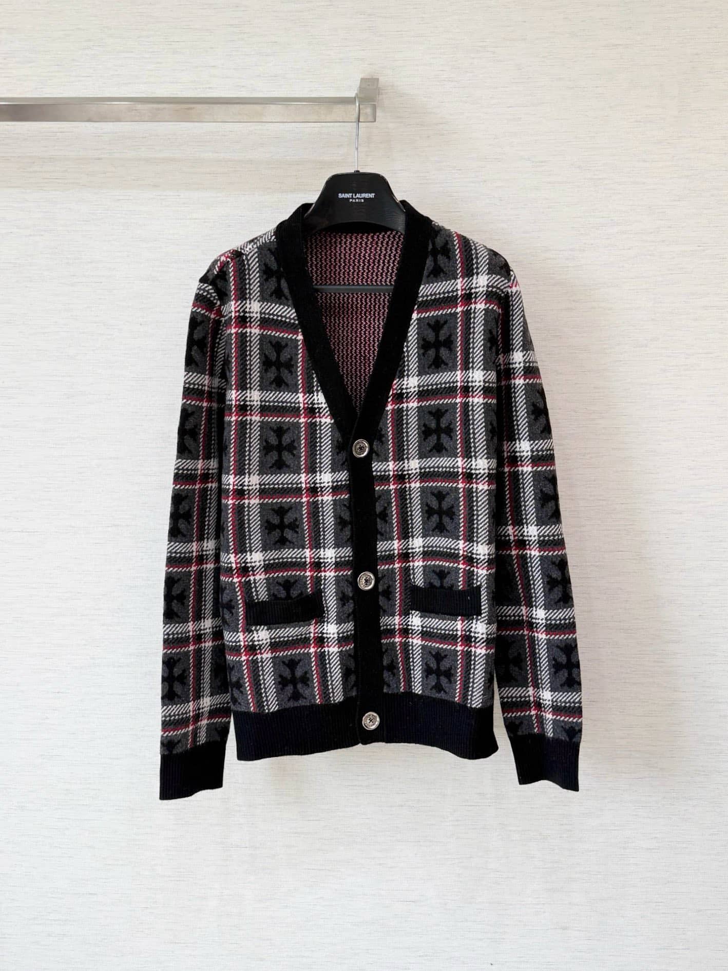 Chrome Hearts: кардиган, жаккард, кашемир