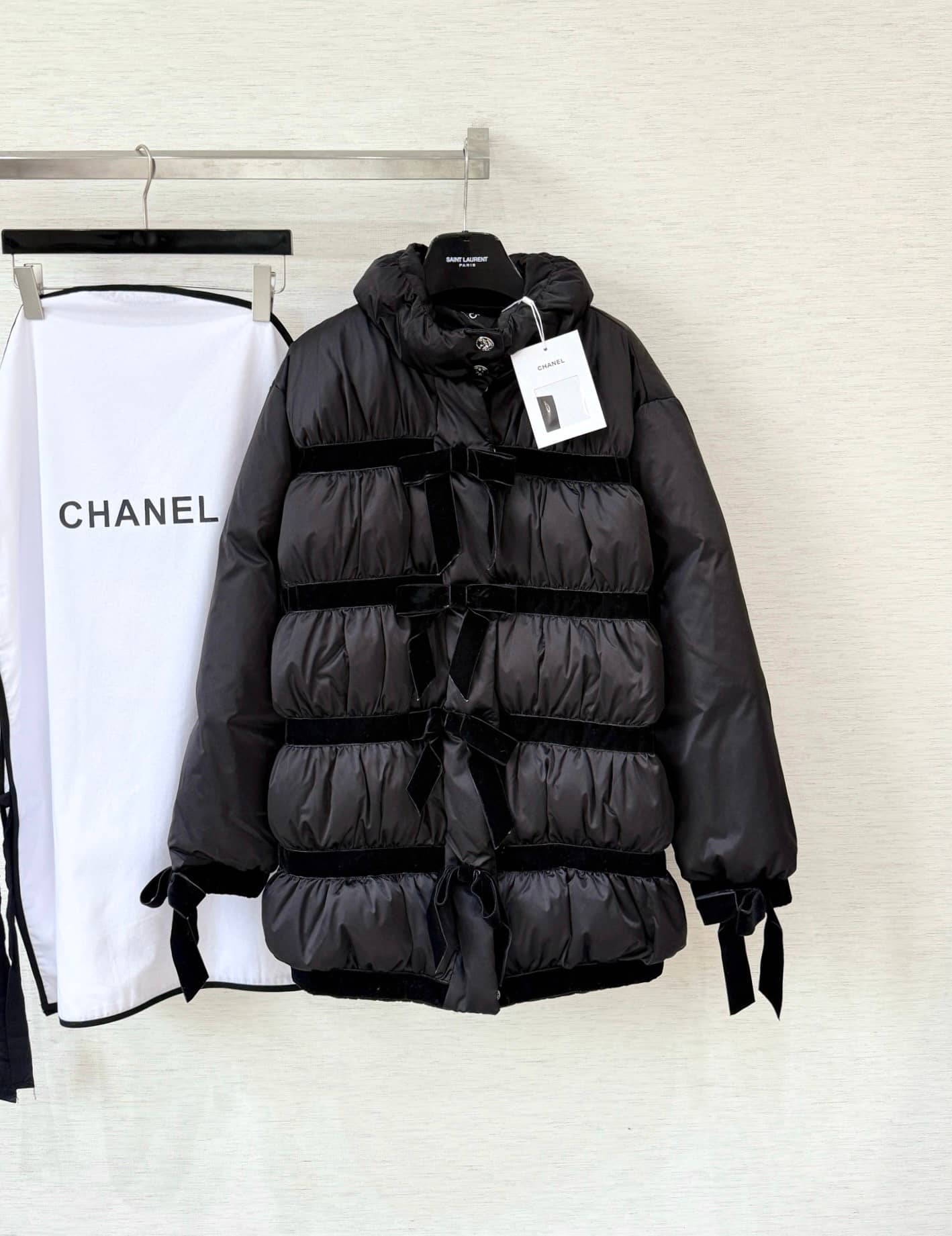 Chanel: Down jacket, velvet