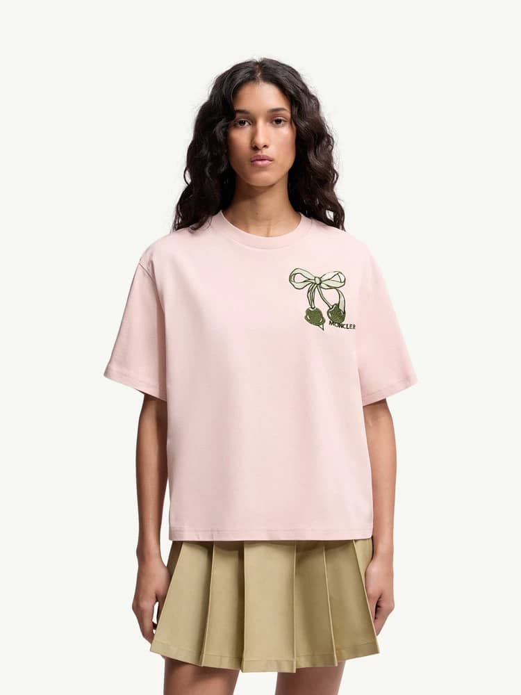 Moncler: T-shirt, broderie, logo, coton