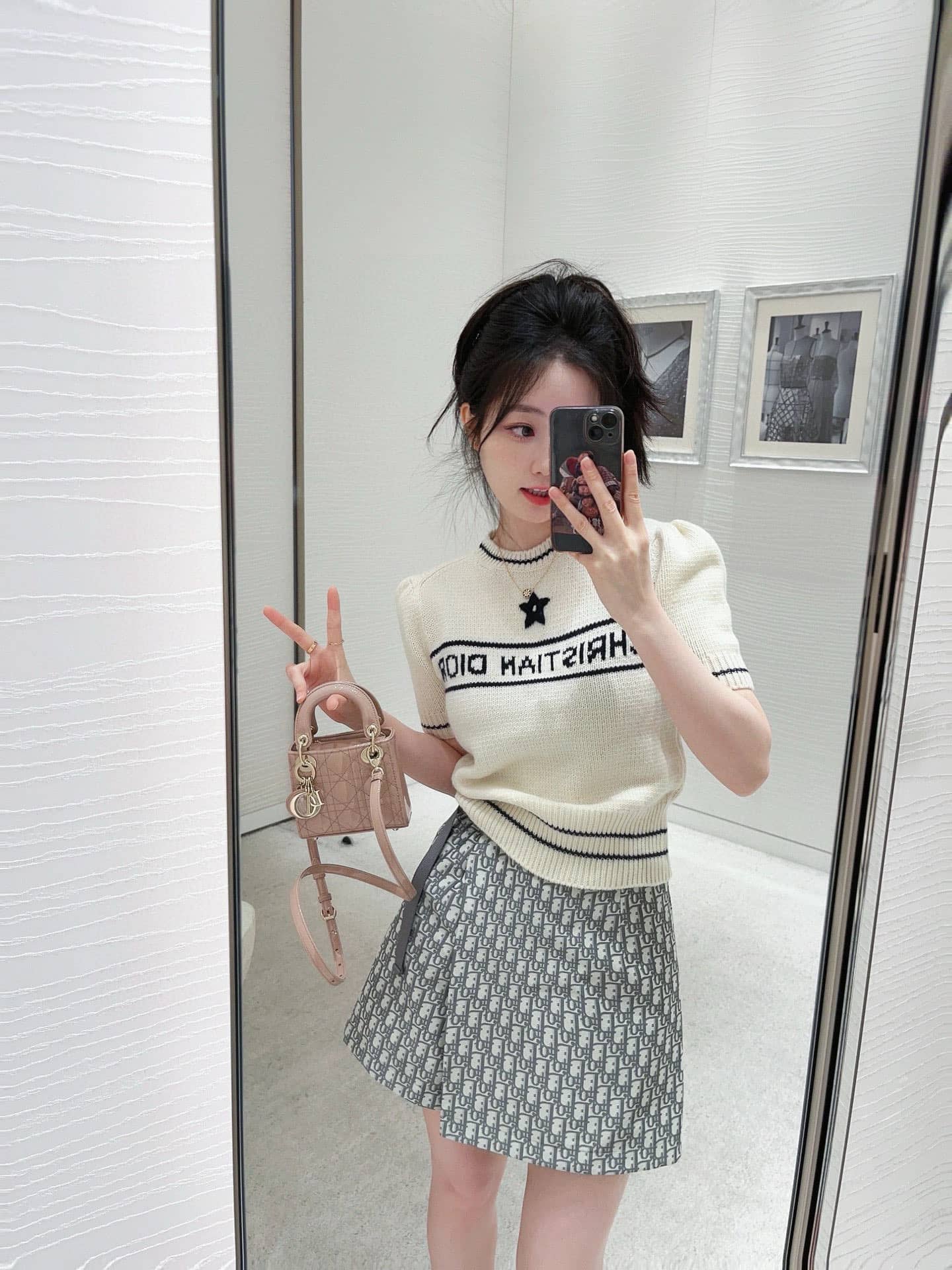 Dior: Skirt, grey, monogram
