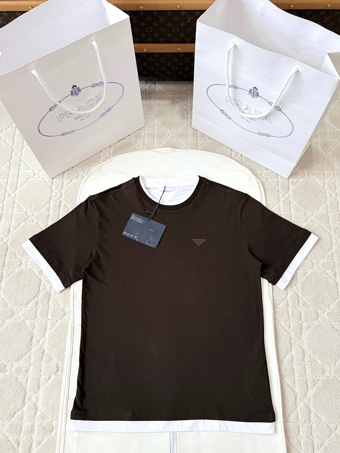 Prada: T-shirt, contrast panels, cotton, spring/summer 2025