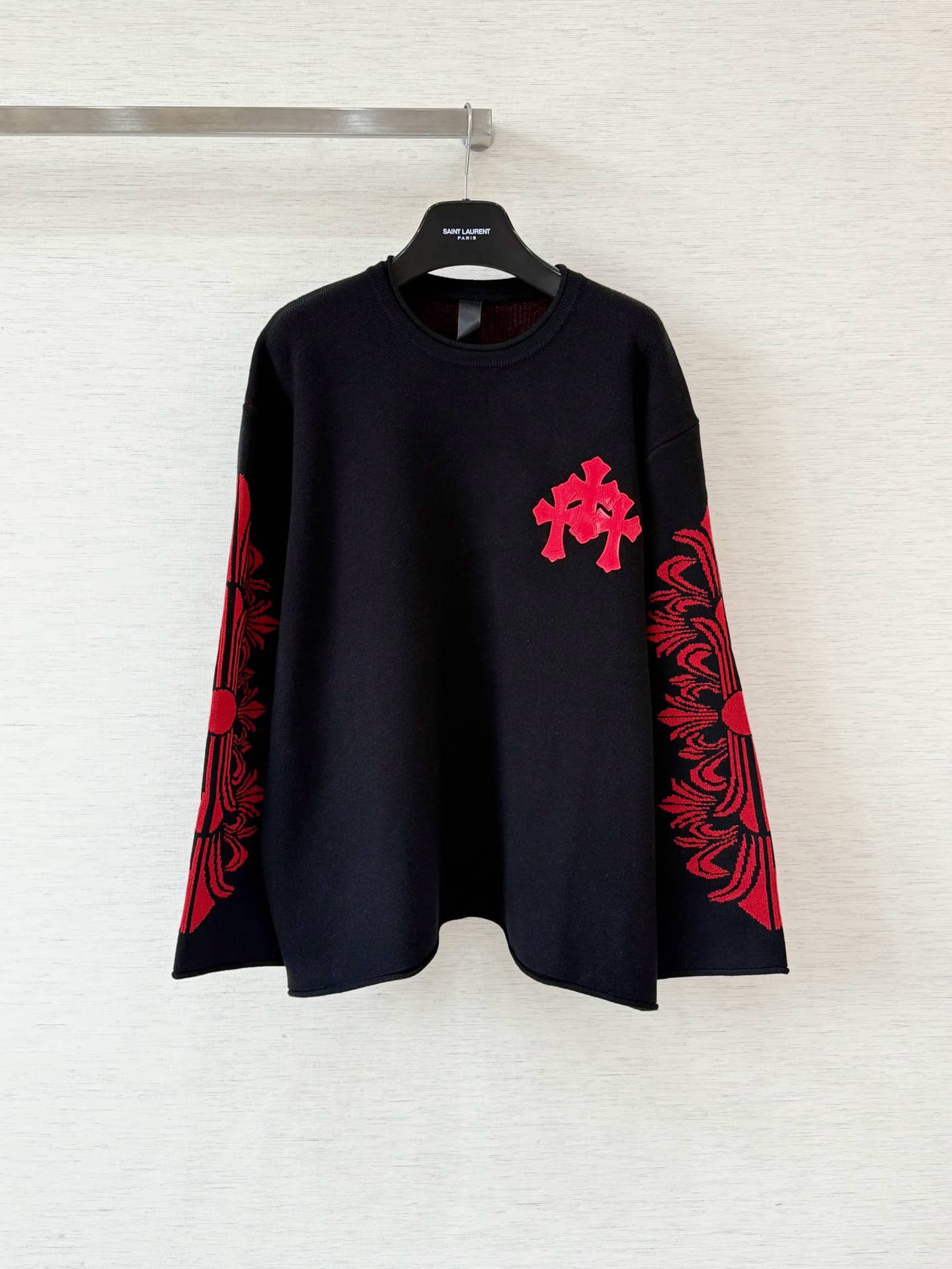 Chrome Hearts: свитер, жаккард, кресты, контрастные вставки