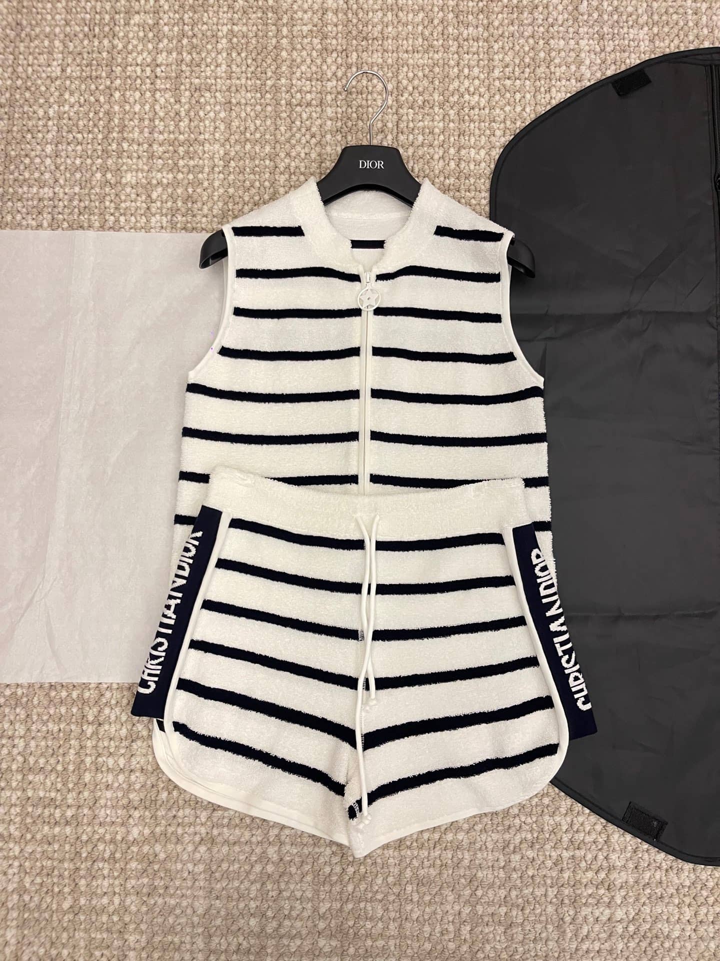 Dior: Shorts, stripes, contrast panels, zip fastening, spring/summer 2025