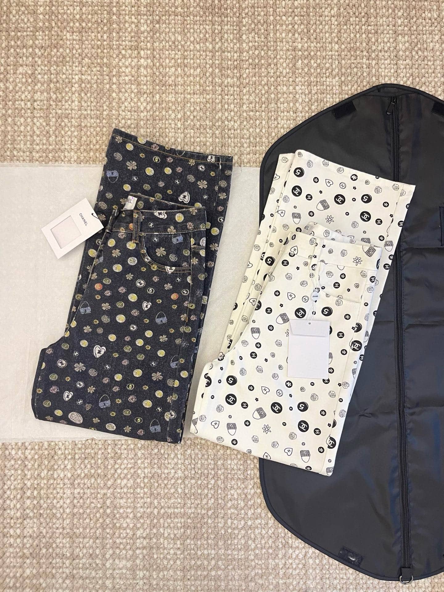 Chanel: Jeans, all-over print, print, denim