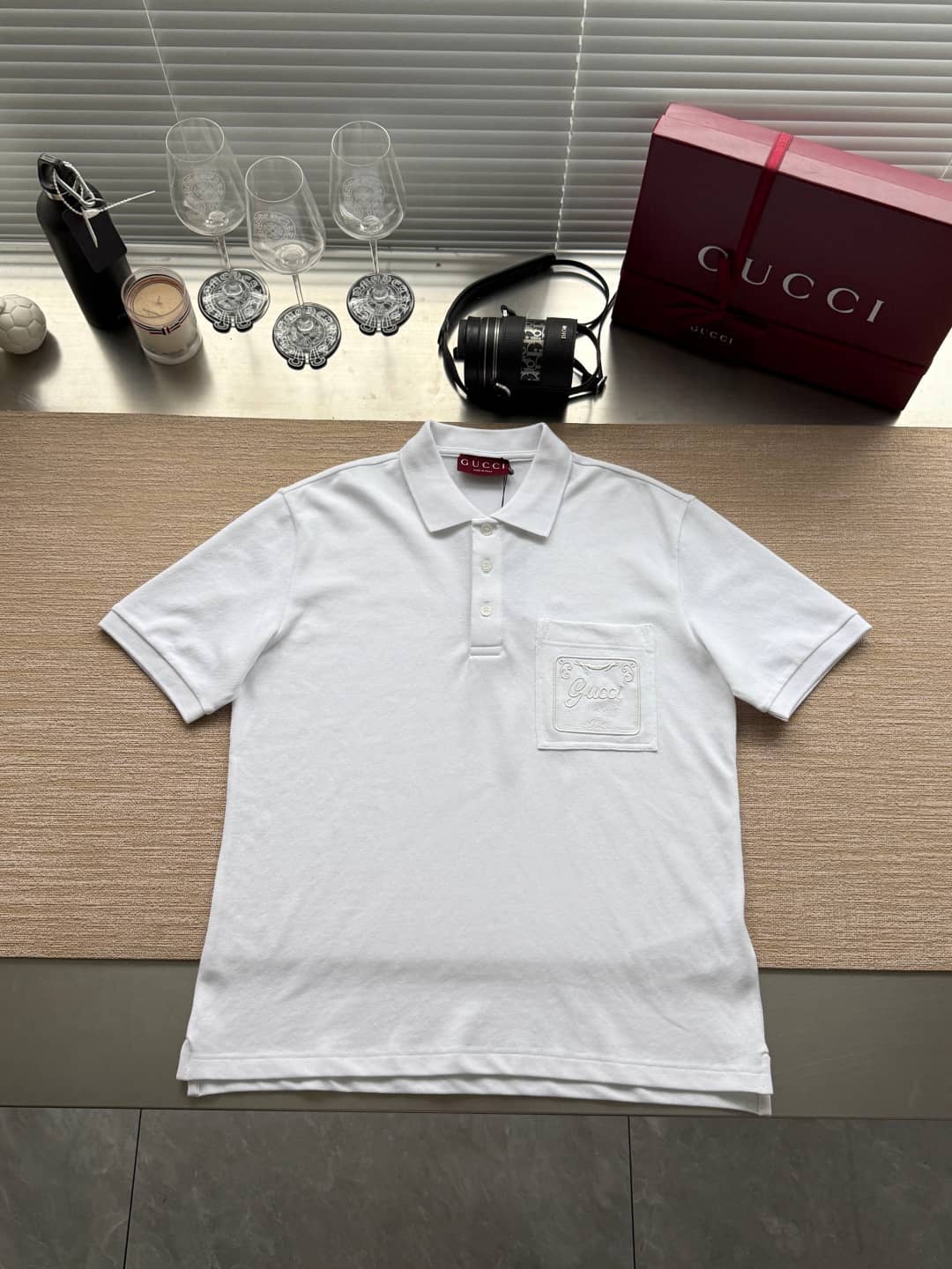 Gucci: Polo shirt, embroidery, logo, pockets