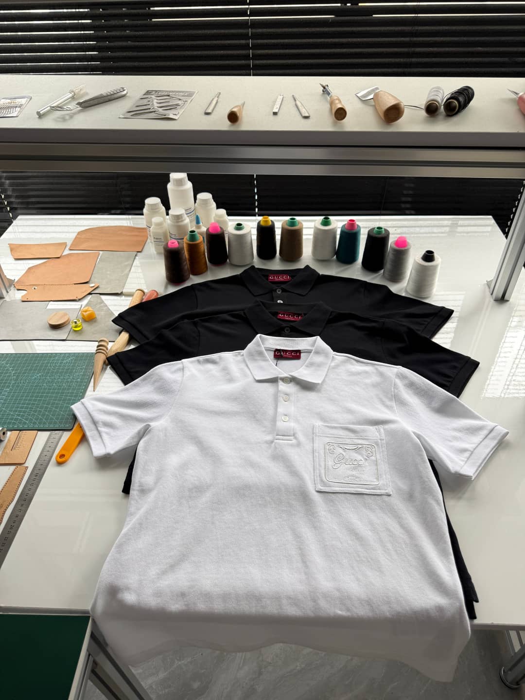 Gucci: Polo shirt, embroidery, logo, pockets