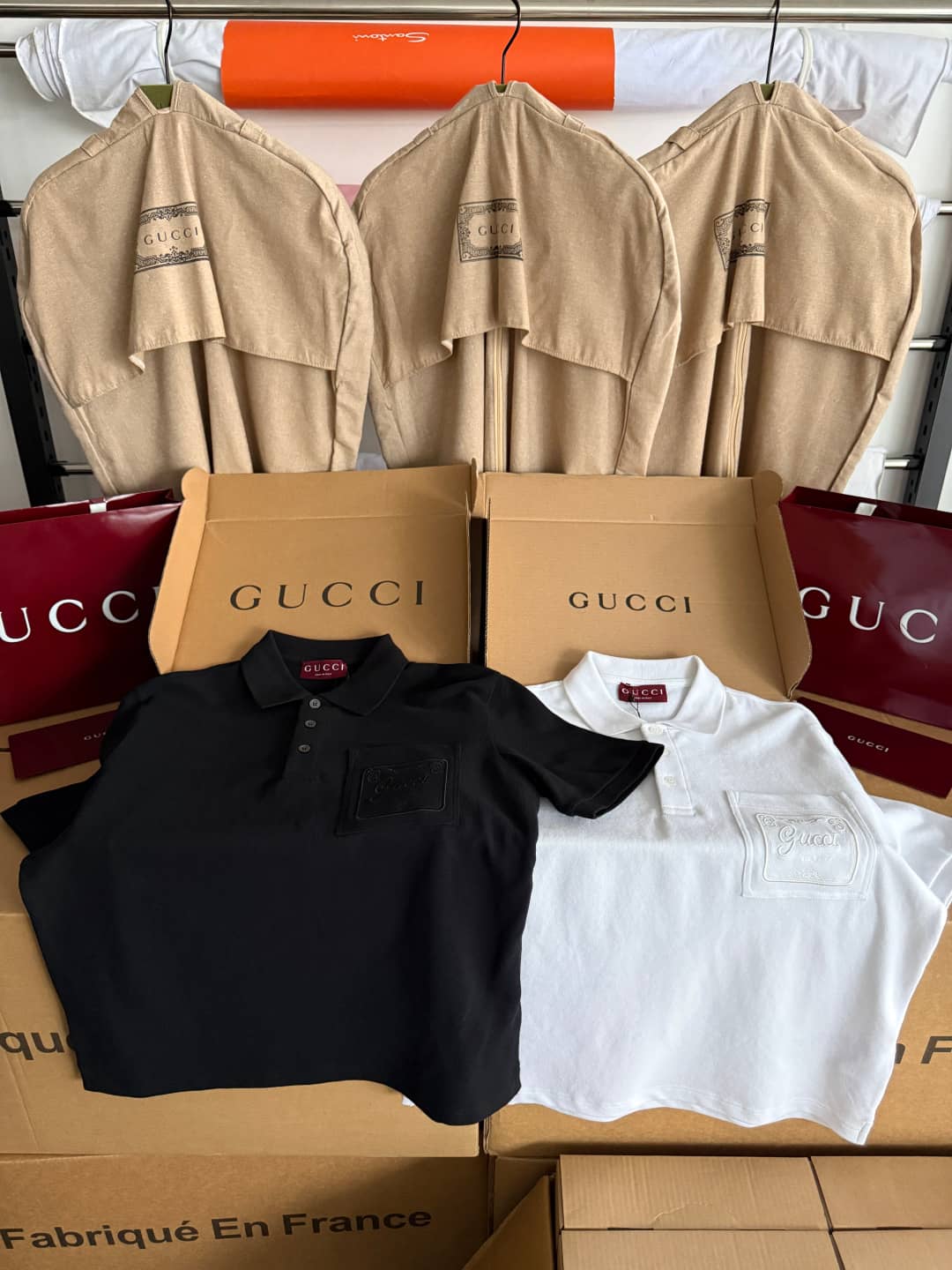 Gucci: Polo shirt, embroidery, logo, pockets