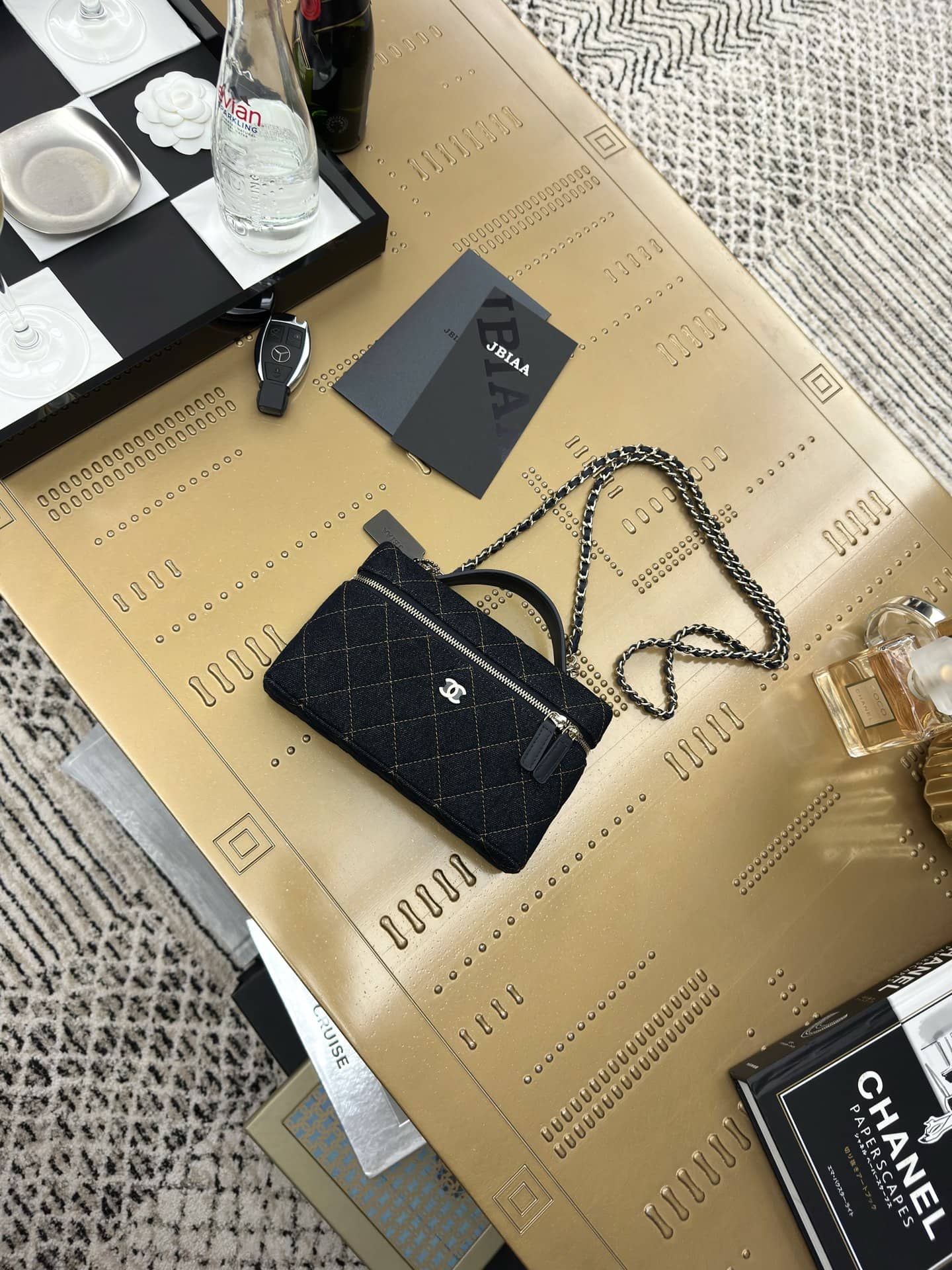 Chanel: LP vanity case, denim, 17 × 19.5 × 5 cm