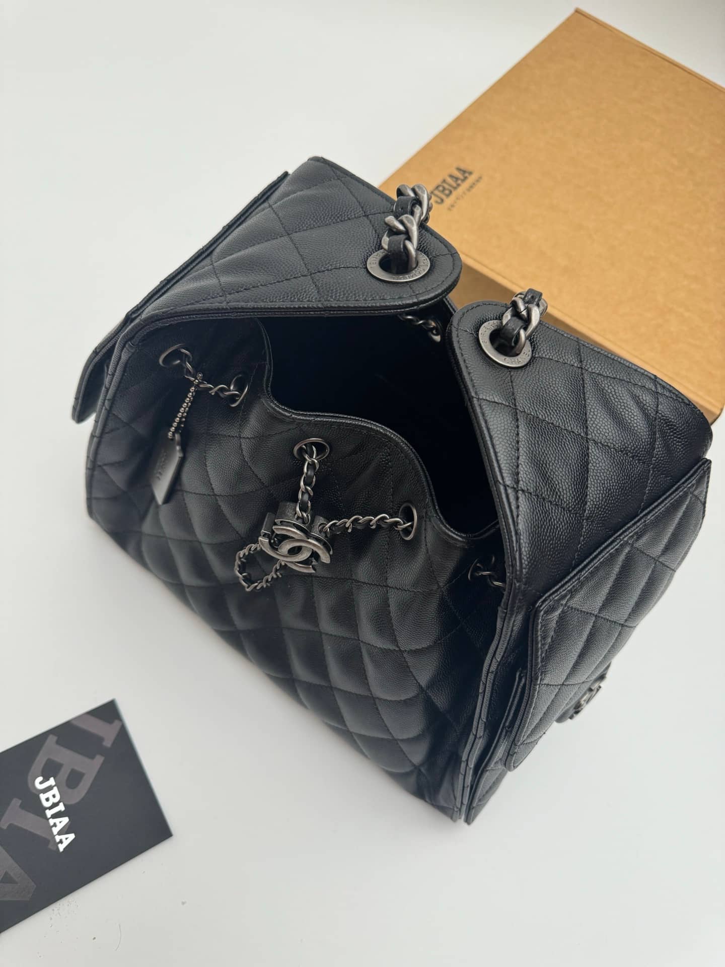 Chanel: 25 bag, small, black with silver-tone hardware